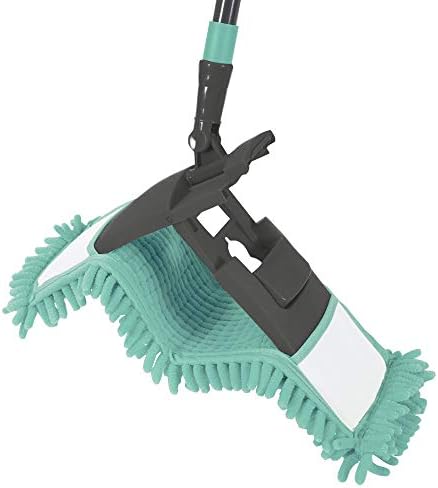 JVL Super-Absorbent Chenille Extendable Flat Floor Mop, Turquoise/Grey
