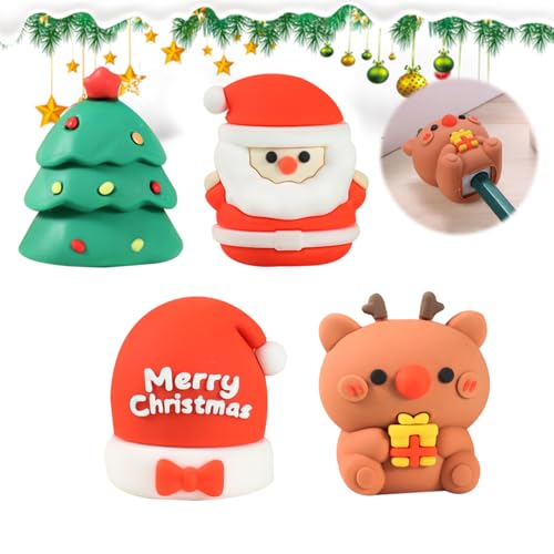 4 Piezas Sacapuntas de Navidad Sacapuntas manuales pequeños Afilador de lápices con lindo patrón navideño para Niños Escuela Hogar Oficina Papelería Suministros Rellenos para bolsas de Navidad