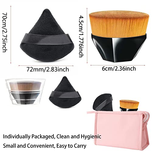 Triangle Powder Puff, 6+1 Pieces Makeup Powder Puffs And Kabuki Foundation Brush, Soft Velour Powder Puffs For Face And Body Foundation Sponge, Setting Powder Puff Wet Dry Makeup Tool #TOP5