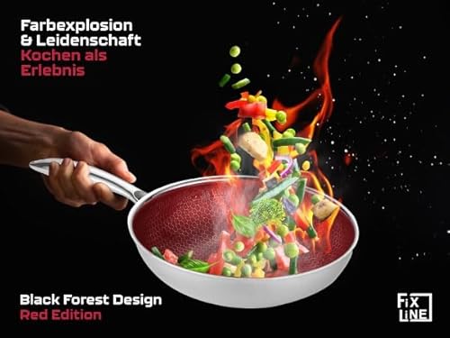 FIXLINE® Wokpfanne 28cm - Black Forest Design - kratzfeste Beschichtung ohne PTFE - alle Herdarten inkl. Induktion - Backofengeeignet bis 230°C - Einfache Reinigung - Perfekte Geschenkidee 6 FIXLINE® Wokpfanne 28cm - Black Forest Design - kratzfeste Beschichtung ohne PTFE - alle Herdarten inkl. Induktion - Backofengeeignet bis 230°C - Einfache Reinigung - Perfekte Geschenkidee