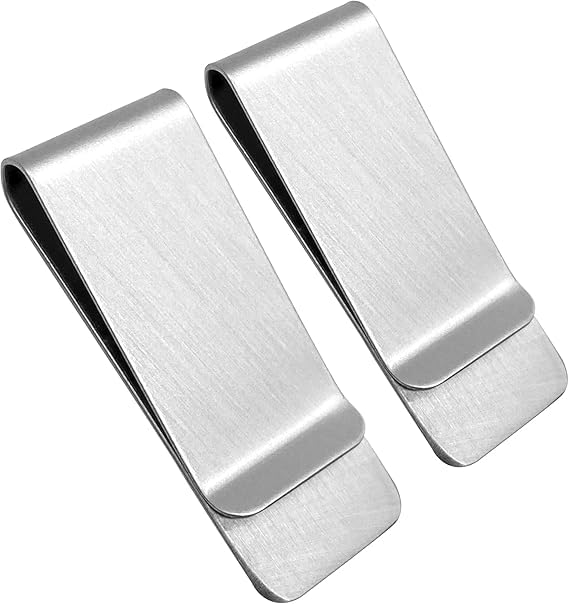 Small Money Clip for Men's Wallet, Stainless Steel Slim Cash Clip, Minimalist Credit Business Card Holder for Men's Front Pocket, Office Desk Organizer （2 Pack ）