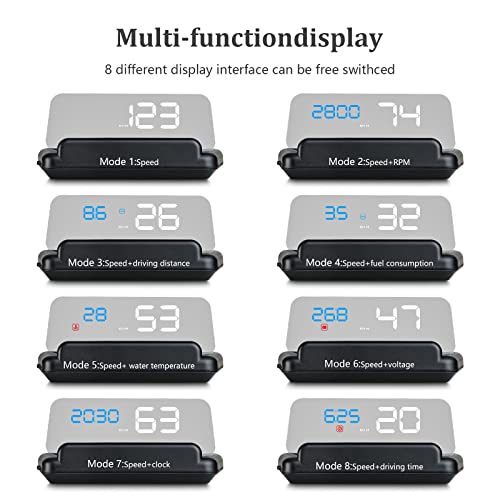 wiiyii Heads up Display for Cars, C500 Car Digital GPS Speedometer, Stereo Projecting Display with Reflector, Speed, RPM, Water Temperature, Over Speed Alarm Remind , Fatigue Driving Reminder (C500) by wiiyii - Image 7