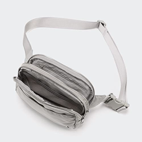 Image of Pander Everywhere Belt Bag for Women, 5 Zipper Pockets Nylon Crossbody Fanny Pack Purse (Seal Grey)