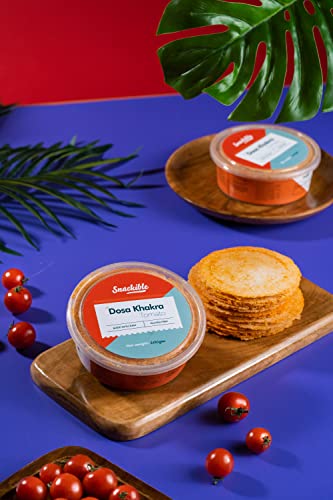 Image of Snackible Tomato Dosa Khakhra (Pack of 3) 3x100gm | Healthy Snack | Made with Ragi | Gluten Free | Source of Protein | No Preservatives