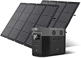Delta Max (Delta Max1600+220WSolar Panelx2) Powerstation 1612 Wh mit 220W Solarmodul, 6x2400W-Wechselstromsteckdosen (5000W Überpannung), tragbare Solargenerator für Notfälle, Camping, Wohnmobile