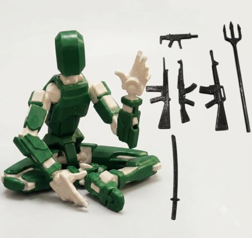 Image of (Do it Yourself) Action Figure Toys,DIY Assembly Dummy 13 Action Figures,Articulated Joints Robot,Gift Idea for Teens & Adults for 14+ (Green Armor White, Green Armor White)