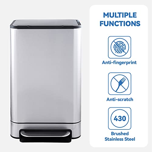 Caneca de basura rectangular acero inoxidable 50 litros miniatura 6