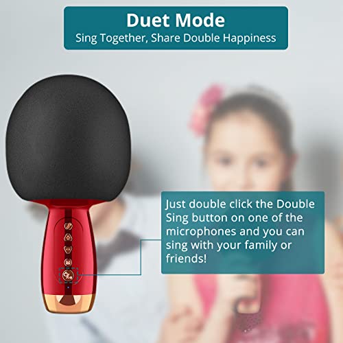Eklevor Wireless Bluetooth Karaoke Microphone,Variable Sound 4-In-1 Portable Handheld Microphone For Girls Kids Adults, Karaoke Speaker Machine, Support Android/Ios/Pc For Home Ktv, Party, Singing #TOP4