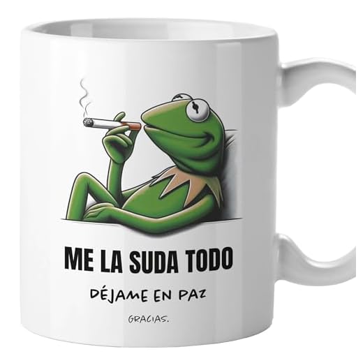 Tazas originales, Taza divertida con frases y mensaje gracioso, Detalles para compañeras de trabajo, Amigo invisible, Funny mug, Cerámica 330 mL (Me la suda)