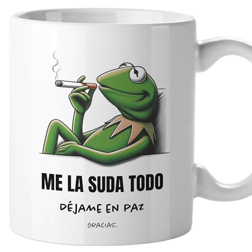 Tazas originales, Taza divertida con frases y mensaje gracioso, Detalles para compañeras de trabajo, Amigo invisible, Funny mug, Cerámica 330 mL (Me la suda)