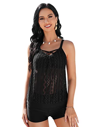 Tankini ventre plat pour femme cachant les imperfections avec style grâce au motif perforé