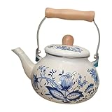 Allayu 5 Liter Teekanne aus Emaille mit Blumenmuster – Stilvoller Wasserkocher, langlebig, ideal für Zuhause, zum Kaffeekochen oder Teekochen, elektrisch, mit Keramikheizung, dickwandiger Emailletopf,