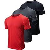 WanNiu Mens Short Sleeve Running Shirts Pack Moisture Wicking Dry Fit Workout Tees Small