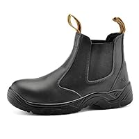 SAFETOE Water Resistant Safety Work Boots [CE Certified] - 8025 Free Sock S3 Site Safety Shoes with Lightweight Wide Fit Steel Toe Cap, Black Waterproof Slip On Dealer Work Boots for Men & Women Size