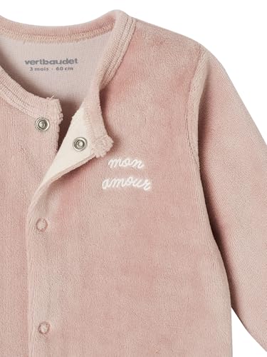 VERTBAUDET Lot de 3 Pyjamas Bébé Mixte en Velours lot Bois de Rose 9M(71CM) – vue 6