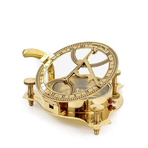 Brújula Sundial 4" de latón macizo pulido | reloj solar calibrado de bolsillo | Regalo náutico y marino para deportes y aventuras al aire libre miniatura 6