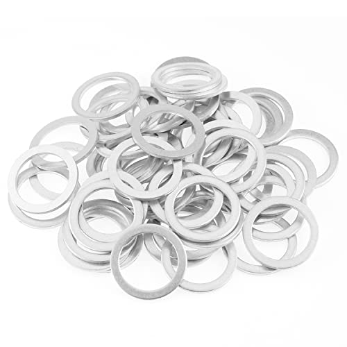 Image of HELIFOUNER 50 Pieces M18x24x1.5mm Automotive Drain Plug Gaskets, Oil Crush Washers, Aluminum Flat Washers, Inner Diameter 18mm, Outer Diameter 24mm, Thickness 1.5mm