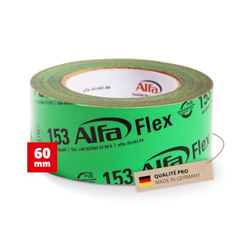 Alfa 153 Flex» - Ruban adhésif flexible haute performance, 1 pièce, 60 mm x 25 m (25 mètres) pour pare-vapeur, freins vapeur et membranes de toiture, ultra fixant et ultra flexible