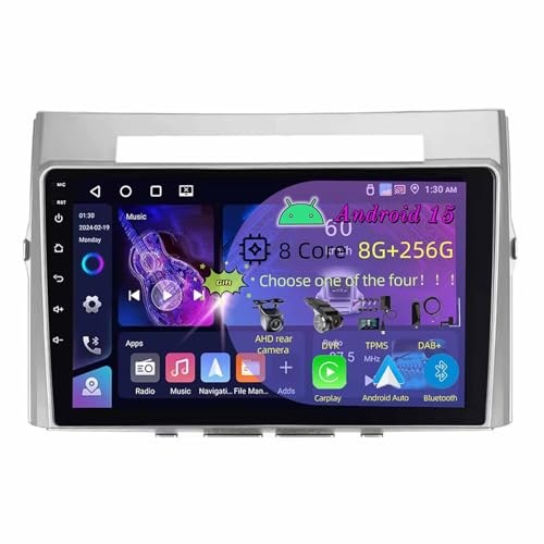 Radio estéreo para coche navegación GPS pantalla táctil Android 15 de 9 pulgadas para Toyota Corolla Verso 2004-2009 Bluetooth CarPlay AHD cámara de visión trasera GPS controles en el volante (C1 2+32
