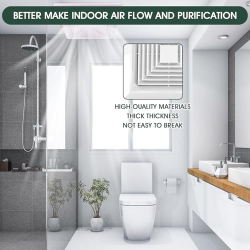 White-Cover-1-Piece-12-x12Inch-Bathroom-Exhaust-Fan-with-Spring-Suitable-for-Wall-Mounted-or-Ceiling-Square-Exhaust-Fan-Air-Diverter-Bathroom-Exhaust-Fan-Cover-Grille-Replacement-Accessory