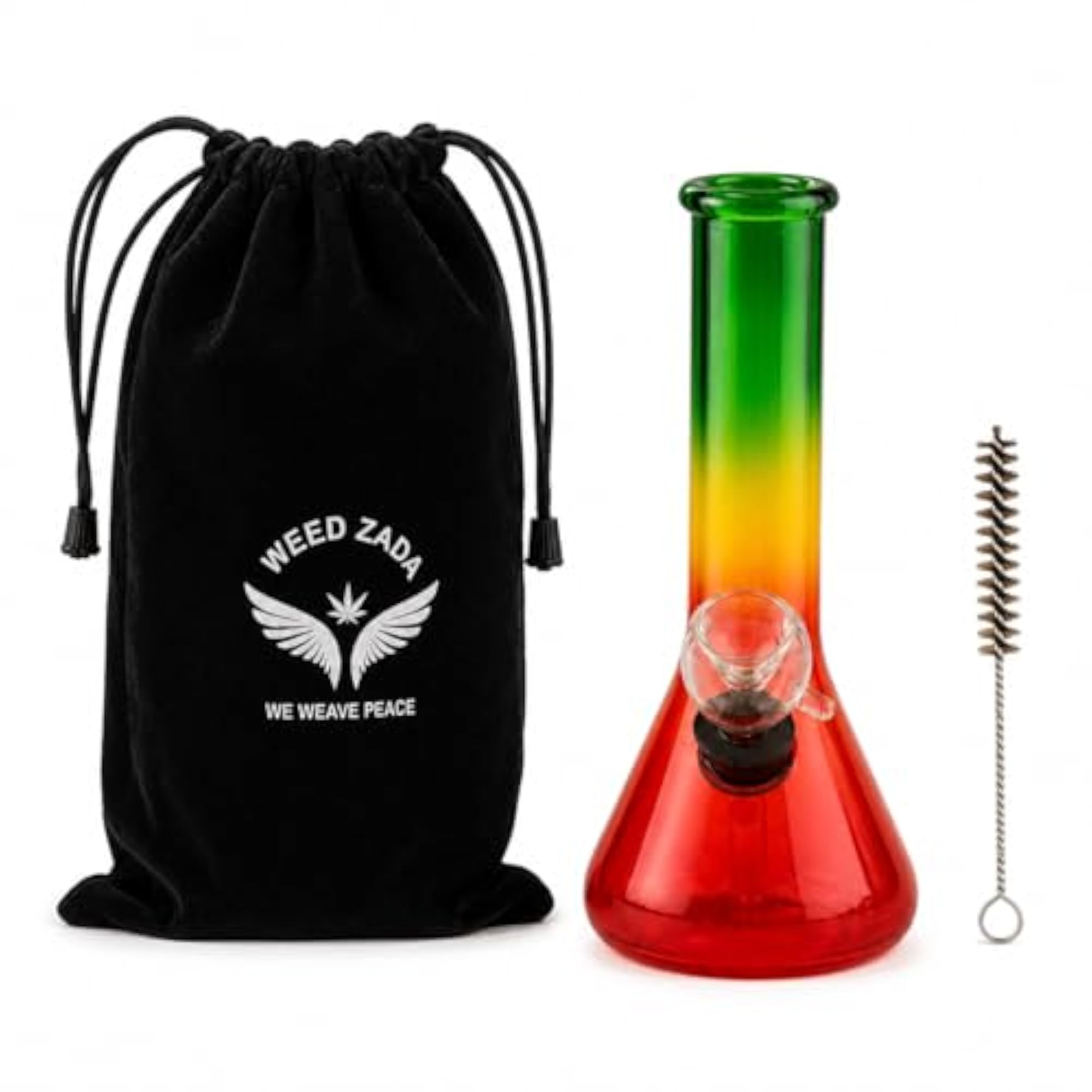 5 inch Glass Water Bong Set, Rasta Colour, Beaker Style