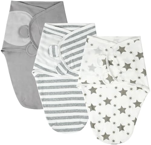 AYBUY Pucksack Baby, 0–3 Monate Schlafsäcke für Neugeborenen, Bio-Baumwolle Baby Schlafsäcke für Neugeborene, Swaddle Decke Pucktuch, Babyschlafsack Wickeltuch Unisex 3er