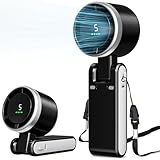 Azdedut Portable Fan, Mini Fan, Handheld Turbo Fan, Portable Rechargeable Fan, 5-Speed, LED Display, Foldable Design (Black)