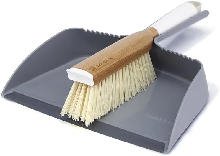 Gray and White Long-handled Brush and Dust Pan Set