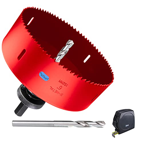 Plg2Supt 6 Inch Hole Saw Cutter With Big Arbor & Extra Measure Tape For Wood Pvc Mdf Drywall Aluminum #TOP6