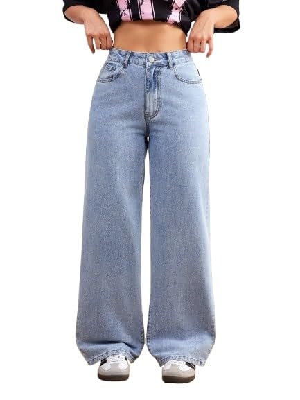 glossia Fashion Women Denims | High Waist Straight Fit Jeans for Women | Stretchable High Rise Wide Leg Pants-picture-25