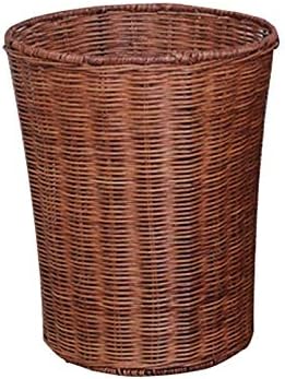 Kitchen Trash can Bamboo and Rattan Woven Garbage Bin Round Home Living Room Bedroom Office Wastebasket Trash Can Color Brown, Size 12