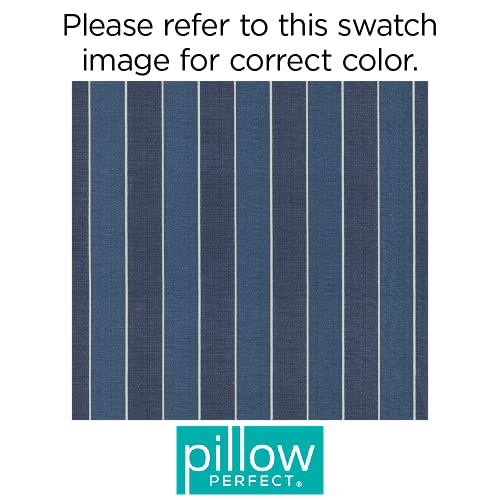 Pillow Perfect Stripe Indoor/Outdoor Solid Back Chaise Lounge Cushion with Ties, Plush Fiber Fill, Weather, and Fade Resistant, 80\" x 23\", Blue/White Wickenburg, 1 Count - Thumbnail 5