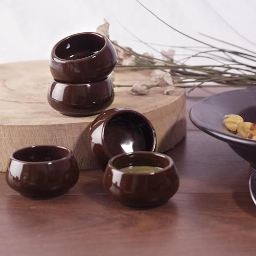 Image of Lupaava Serving Dip Sauce Chutney Mini Ceramic Bowls Pack of 6 | Ceramic Handcrafted Shine, Microwave Bowl Sets, Kitchen Accessories 35 ml