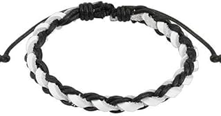 Pulsera de Piel Color Coolbodyart Unisex Dos Colores S & W Trenzado Negro-Blanco