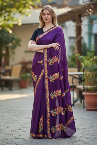 Kashmir Gallery purple kashmiri silk saree – image 2