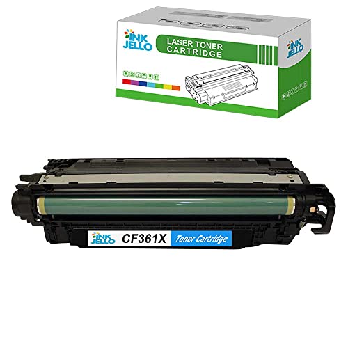 InkJello Compatible Toner Cartridge Replacement for HP Colour LaserJet Enterprise M552dn M553 M553dn M553n M553x Flow MFP M577c MFP M577dn MFP M577f MFP M577z CF361X (Cyan)