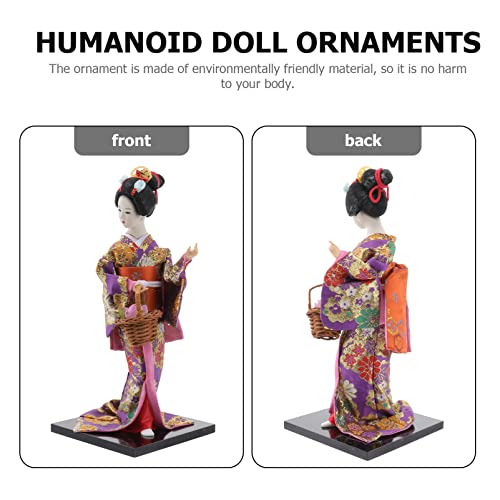 NOLITOY Japanese Kimono Geisha Doll Asian Kimono Doll Geisha Collectible Statue Humanoid Girl Sculpture Table Traditional Kokeshi Dolls for Office Home Decorations