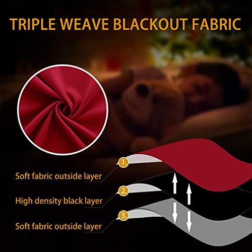 Image of KOUFALL Christmas Red Kitchen Window Curtains Over Sink, 36 Inch Length Small Blackout Cafe Curtains, Cortinas para Cocina De Navidad Navidenas