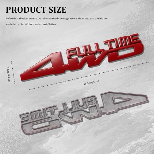 Image of 4x4 Emblem Sticker, Metal Car Emblems, 3D Fender Badge Decal Car Sticker, Universal 4X4 Emblem Badge 3D Logo Car Exterior Accessories Fit for SUVs Trucks Pickups (4WD, Red)