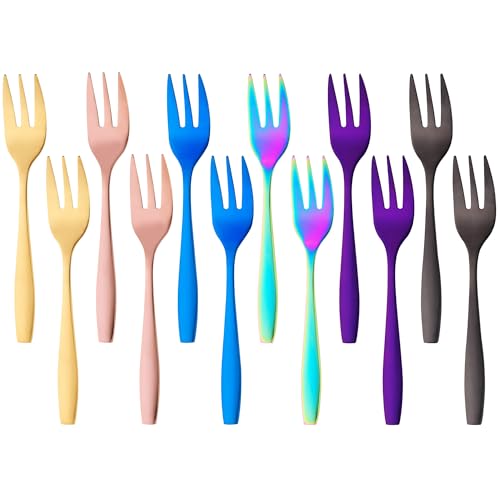 GRÄWE Fourchettes à dessert, série Königstein, 12 pièces, set de petites fourchettes, fourchettes à fruits, à gâteaux et amuse-bouche, acier inoxydable, multicolore, lavable au lave-vaisselle