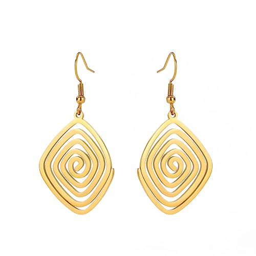 Dreamtimes Geometric Spiral Earrings Braided Wrap Style Pendientes exagerados de acero inoxidable para mujer Regalo de bisutería para esposa Novia
