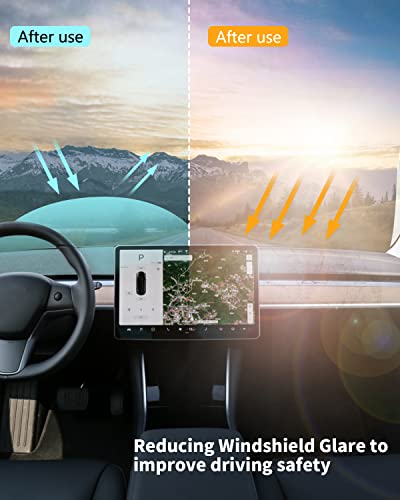 Bartoo Dashboard Cover For Tesla Model 3 Y,Large Size Flannel Dashboard Mat Compatible With Tesla Model 3 Model Y 2017-2023 Dashboard Decorative Panel Cover Interior Auto Accessories #TOP1