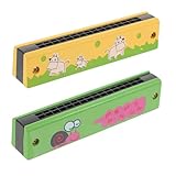 AKOOSY Kindermundharmonika Aus Holz 16 Löcher 2 Stück Spielerische Holzharmonika Für Anfänger Kinder Kompakt Und Sicher Musikinstrument Für Kleine Hände