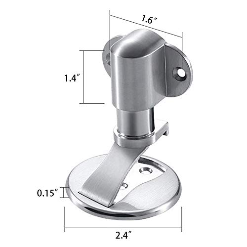 Gdfox Stainless Steel Magnetic Door Stop Catch Holder, Height-Adjustable Metal Magnetic Door Stop, With Dual Adhesives And Conceal Screw Mount, No Drill (Silver)-1Pack #TOP5