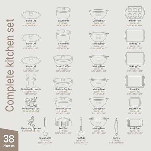 image for Bakken Master 38 Piece Granite Cookware and Bakeware Set – Nonstick 