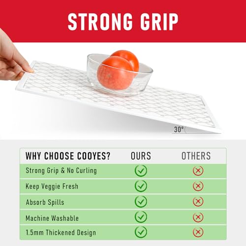 Cooyes Non Slip Refrigerator Liners, 2-in-1 Fridge Mats and Fresh-Keeping Shelf Liners, Absorbs Excess Moisture, BPA-Free, Multiple Sizes for Glass Shelves Kitchen Cabinets Drawers, 6 Pack, 12\" × 24\" - Thumbnail 3