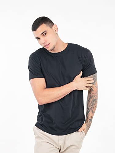 Kit 5 Camisetas Masculinas Básicas 100% Algodão Penteado (Duas Pretas, Duas Brancas, Mescla, M)