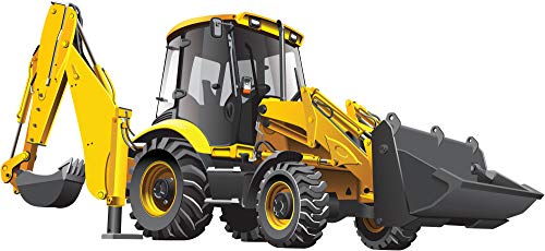 StikArt Yellow Backhoe Loader Construction Truck Wall Decal, 13-inches W x 11-inches H - //coolthings.us