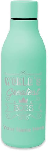 Miniatura 10 de LaserGram Botella de agua de acero inoxidable de doble pared, el jefe más grande del mundo, grabado personalizado incluido Azul pizarra,Negro,Azul