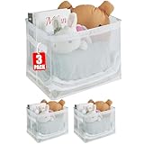 SEVDIZON Clear Large Storage Baskets for Shelves, Collapsible Storage Bins with Handles for Clothes, Sheets, Books | Shelf Baskets for Home and Closet Organizer (Clear, 3 Pack)